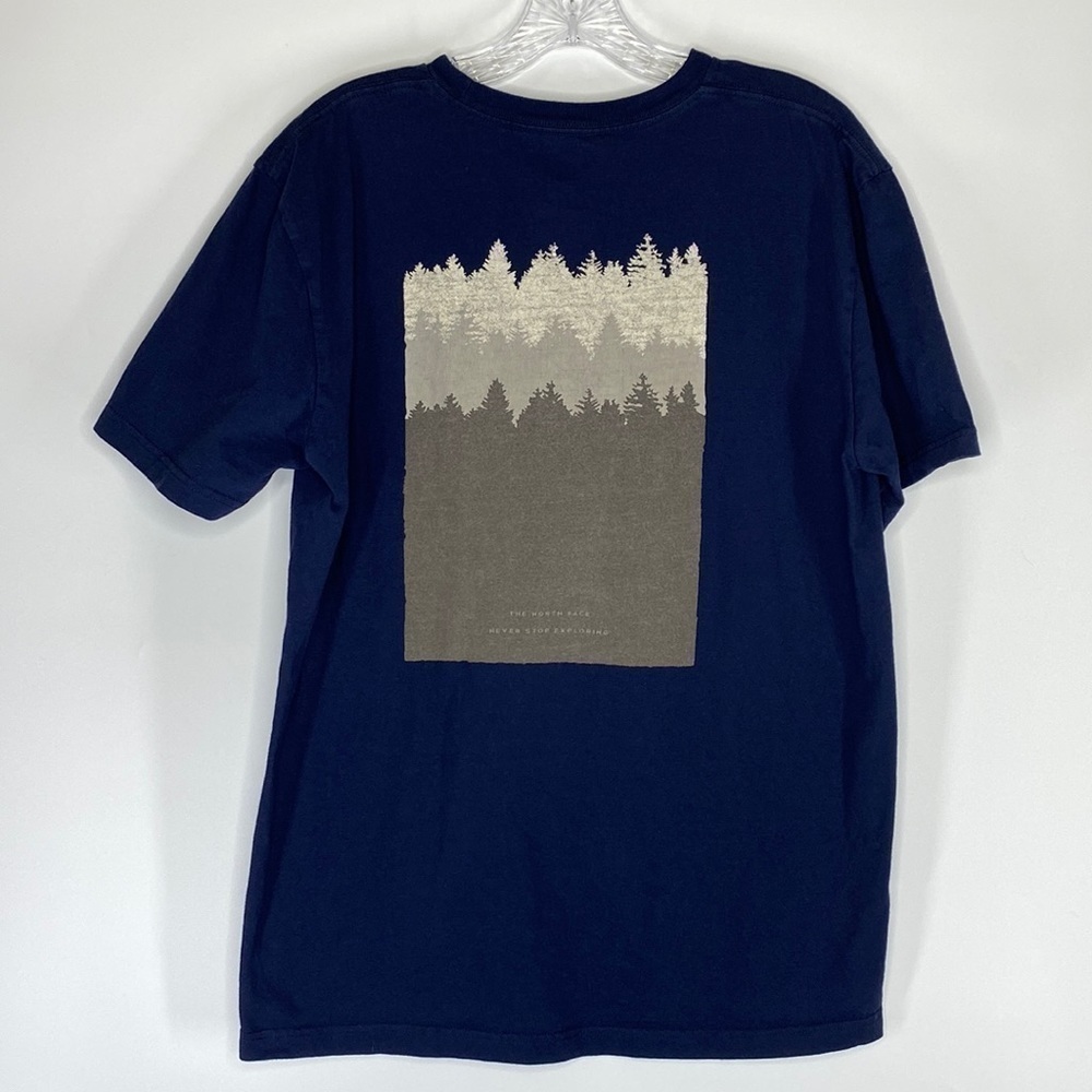 The North Face Blue Ombre Forest Graphic Print Short Sleeve Tshirt Size Large
